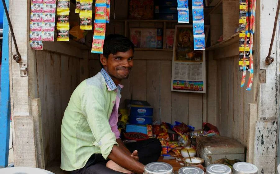Tea seller at a stall
