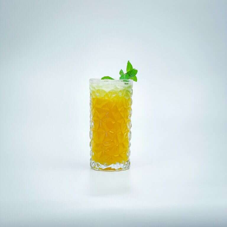 Glass of peach green tea