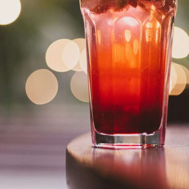 Glass of strawberry green tea